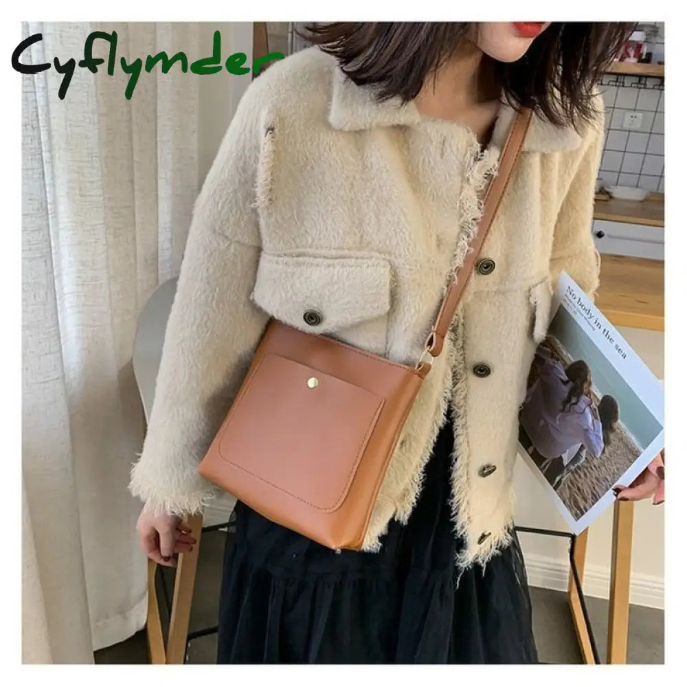 Cyflymder Ladies Designer Messenger Bags Ins Fashion Pu Leather Solid Color Shoulder Crossbody Bag