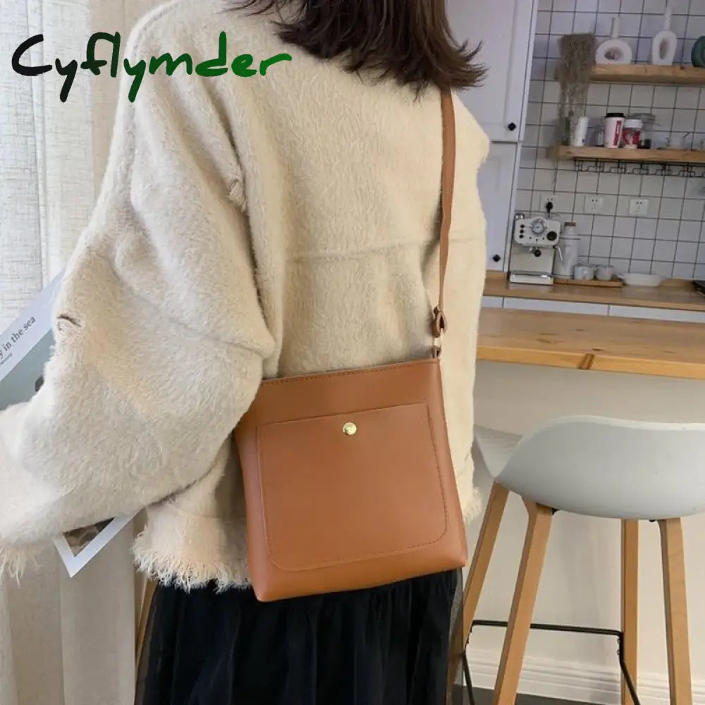 Cyflymder Ladies Designer Messenger Bags Ins Fashion Pu Leather Solid Color Shoulder Crossbody Bag