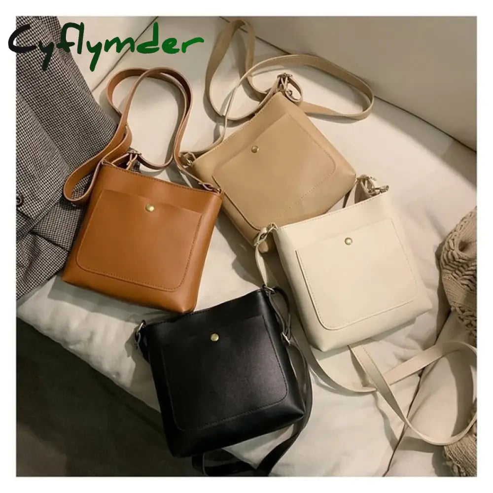 Cyflymder Ladies Designer Messenger Bags Ins Fashion Pu Leather Solid Color Shoulder Crossbody Bag