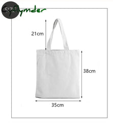 Cyflymder Ladies Handbags Cloth Canvas Tote Bag Floral Letters Pattern Shopping Travel Women Eco