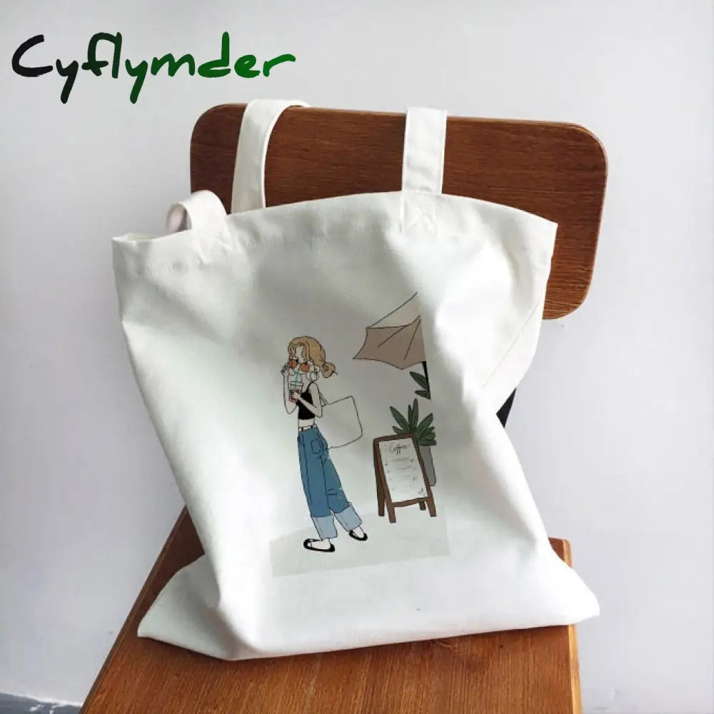 Cyflymder Ladies Handbags Girl Power Quotes Canvas Tote Bag Shopping Travel Women Eco Reusable