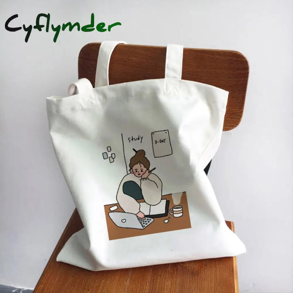 Cyflymder Ladies Handbags Girl Power Quotes Canvas Tote Bag Shopping Travel Women Eco Reusable
