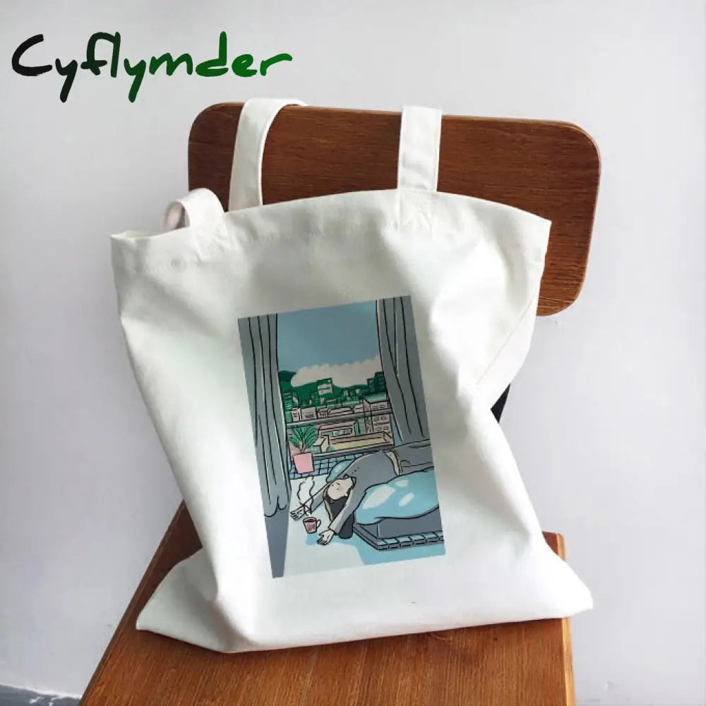 Cyflymder Ladies Handbags Girl Power Quotes Canvas Tote Bag Shopping Travel Women Eco Reusable