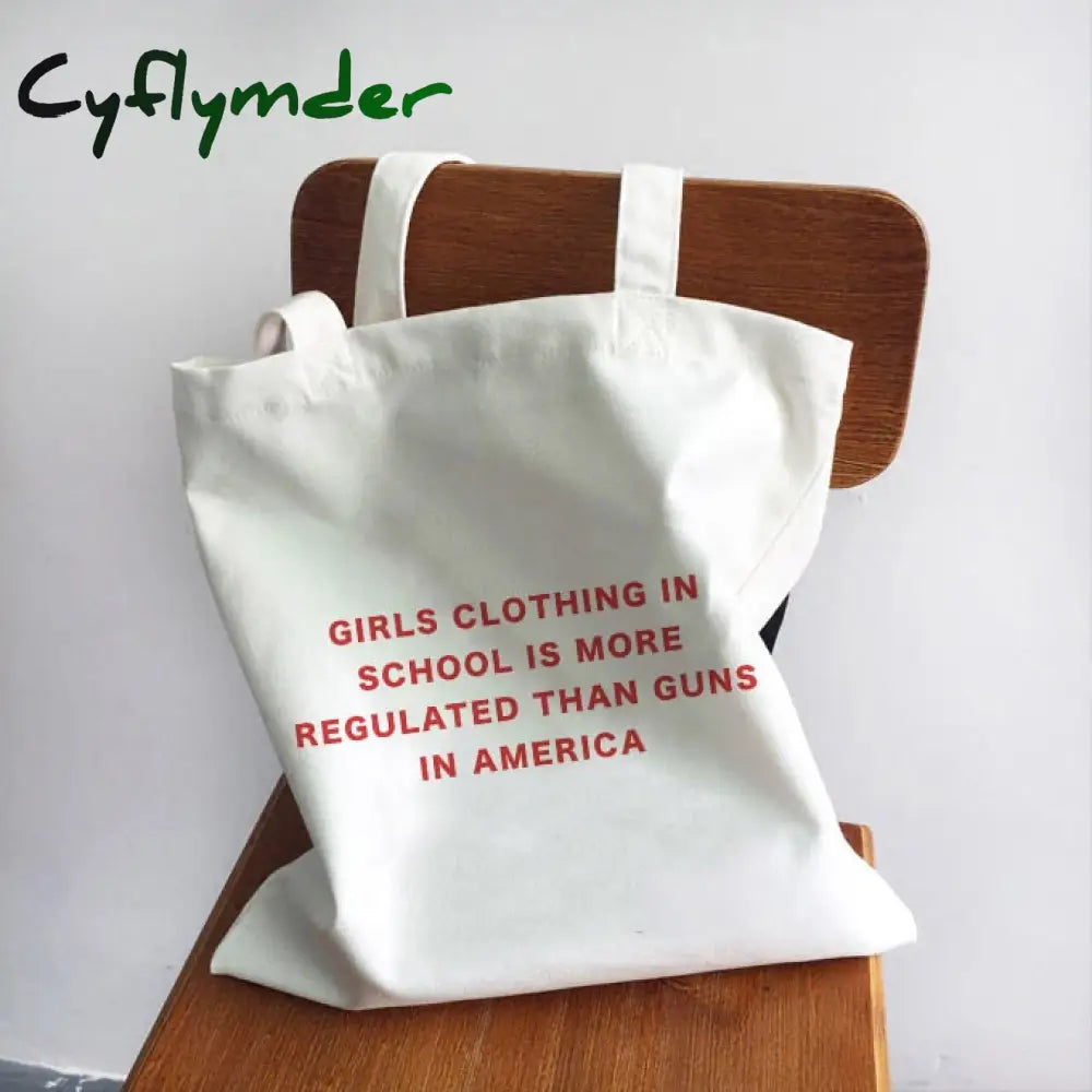 Cyflymder Ladies Handbags Girl Power Quotes Canvas Tote Bag Shopping Travel Women Eco Reusable