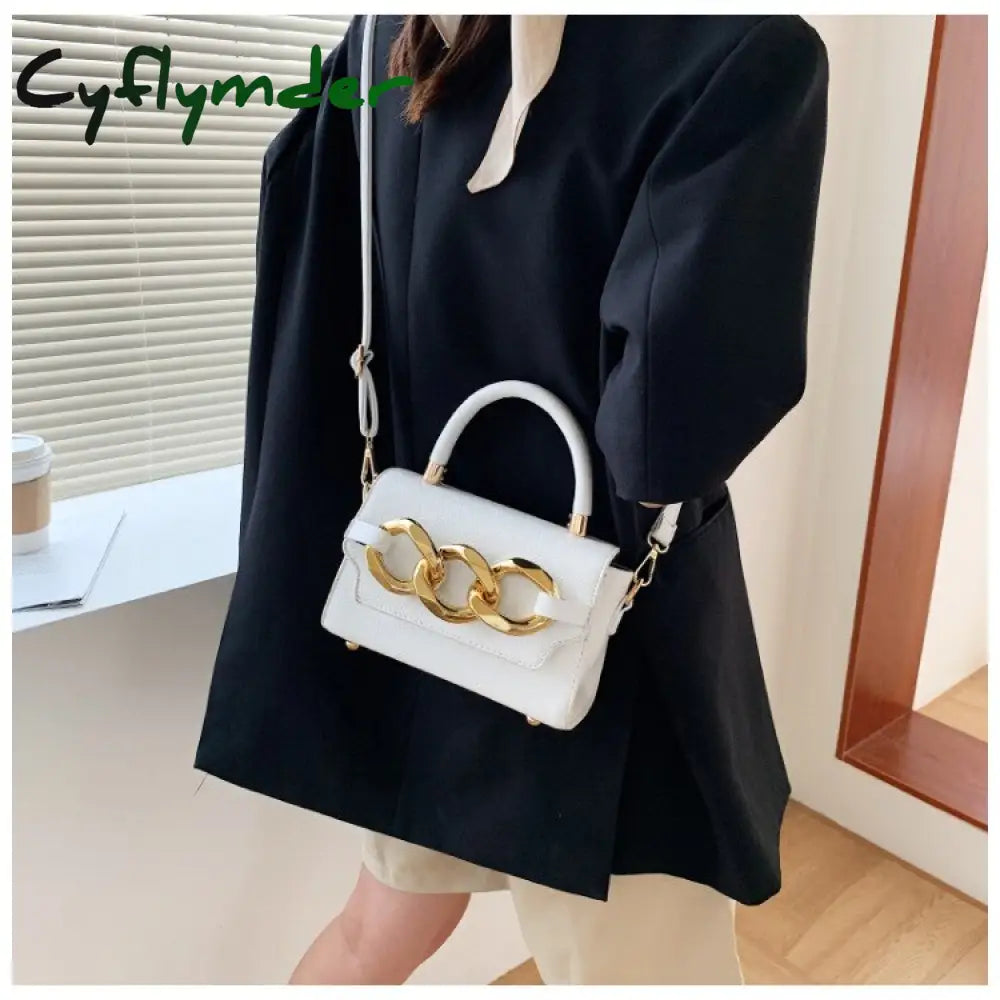 Cyflymder Ladies Luxury Designer Chain Pu Leather Tote Handbag Fashion Small Mobile Phone Wallet