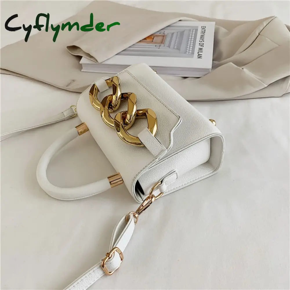 Cyflymder Ladies Luxury Designer Chain Pu Leather Tote Handbag Fashion Small Mobile Phone Wallet