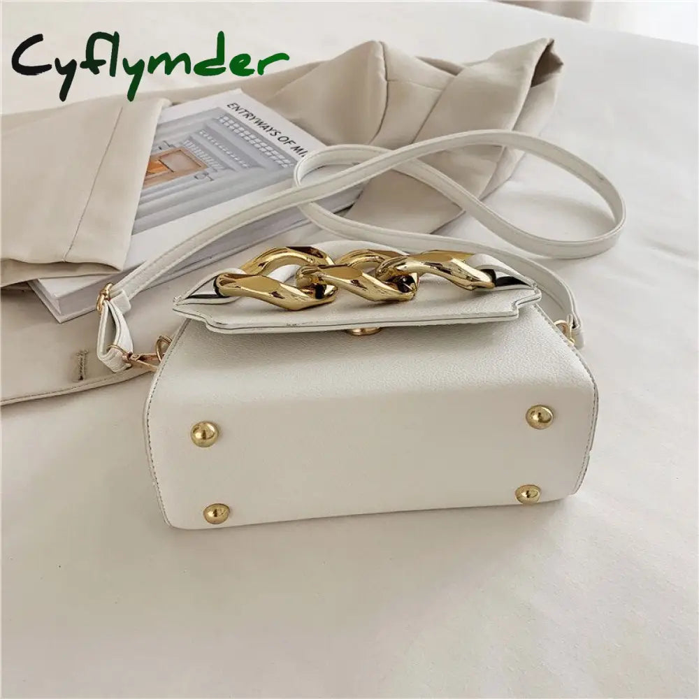 Cyflymder Ladies Luxury Designer Chain Pu Leather Tote Handbag Fashion Small Mobile Phone Wallet