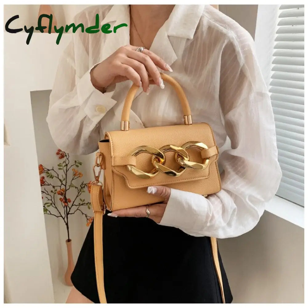 Cyflymder Ladies Luxury Designer Chain Pu Leather Tote Handbag Fashion Small Mobile Phone Wallet