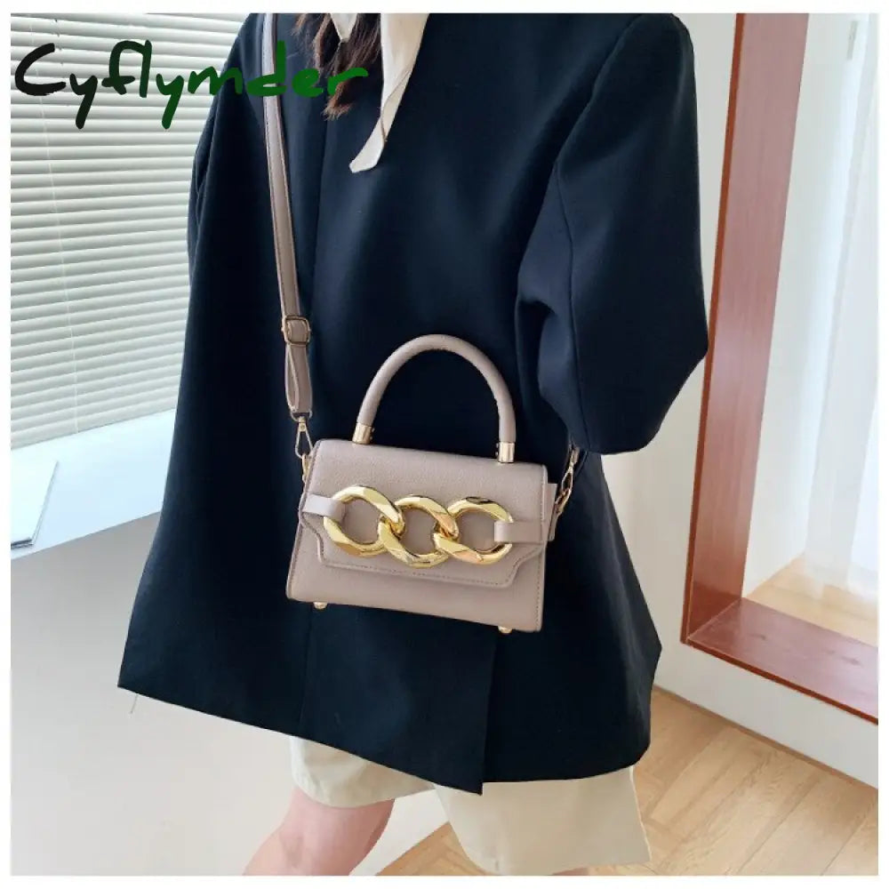 Cyflymder Ladies Luxury Designer Chain Pu Leather Tote Handbag Fashion Small Mobile Phone Wallet