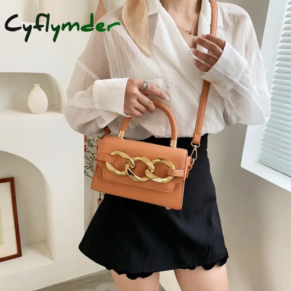 Cyflymder Ladies Luxury Designer Chain Pu Leather Tote Handbag Fashion Small Mobile Phone Wallet