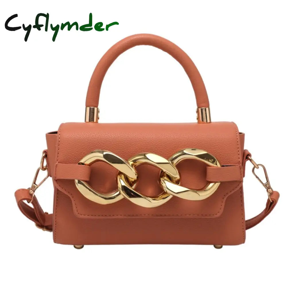 Cyflymder Ladies Luxury Designer Chain Pu Leather Tote Handbag Fashion Small Mobile Phone Wallet