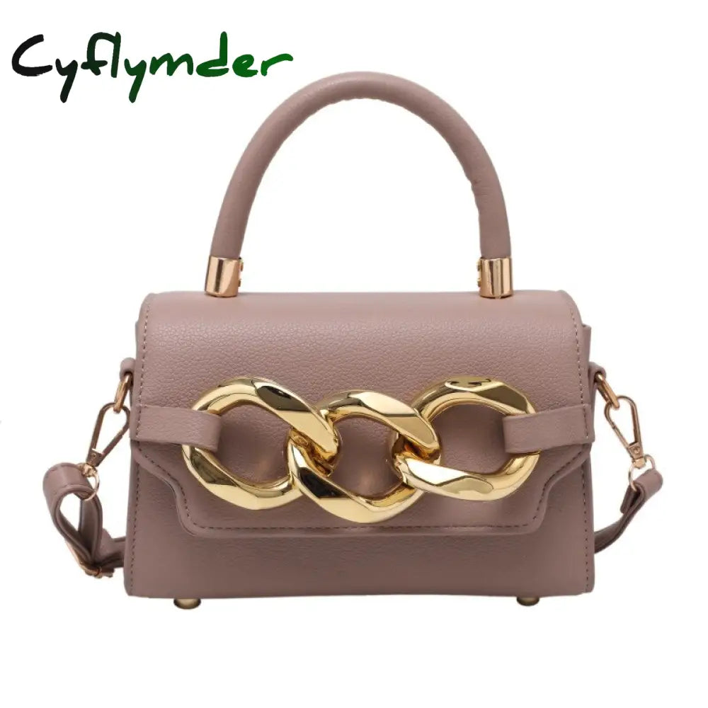 Cyflymder Ladies Luxury Designer Chain Pu Leather Tote Handbag Fashion Small Mobile Phone Wallet