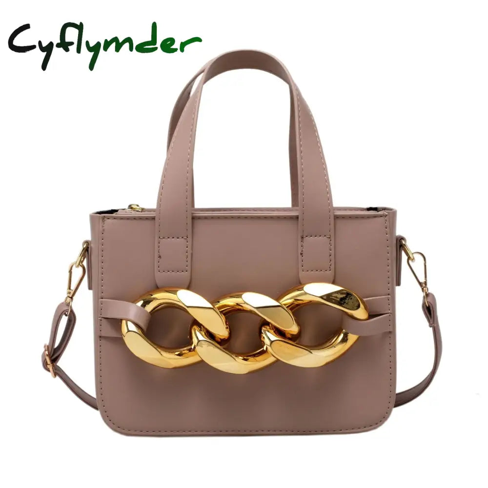 Cyflymder Ladies Luxury Designer Chain Pu Leather Tote Handbag Fashion Small Mobile Phone Wallet