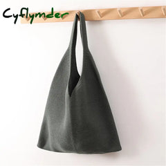 Cyflymder Lady Knitting Comfortable Woolen Woven Knitted Bag Handbags Fashionable Simple Ladies