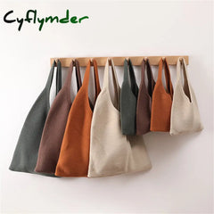 Cyflymder Lady Knitting Comfortable Woolen Woven Knitted Bag Handbags Fashionable Simple Ladies