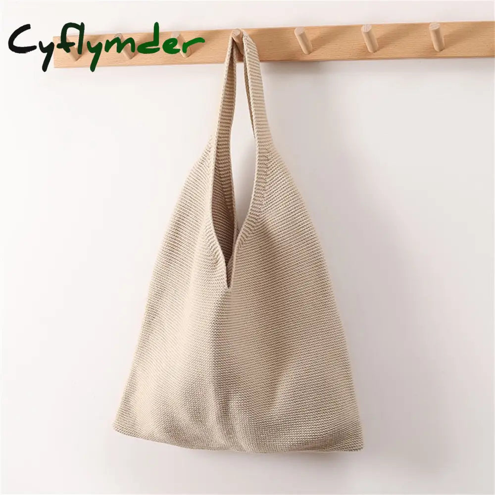 Cyflymder Lady Knitting Comfortable Woolen Woven Knitted Bag Handbags Fashionable Simple Ladies