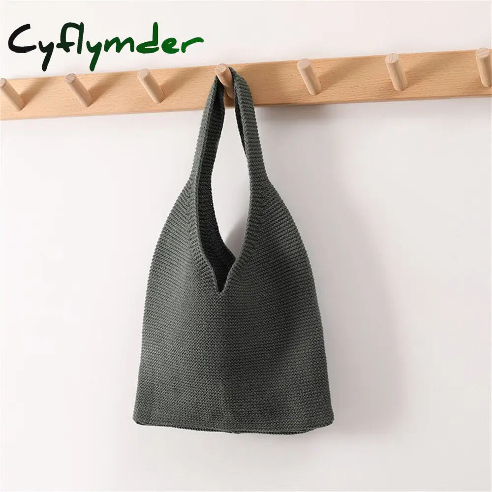 Cyflymder Lady Knitting Comfortable Woolen Woven Knitted Bag Handbags Fashionable Simple Ladies