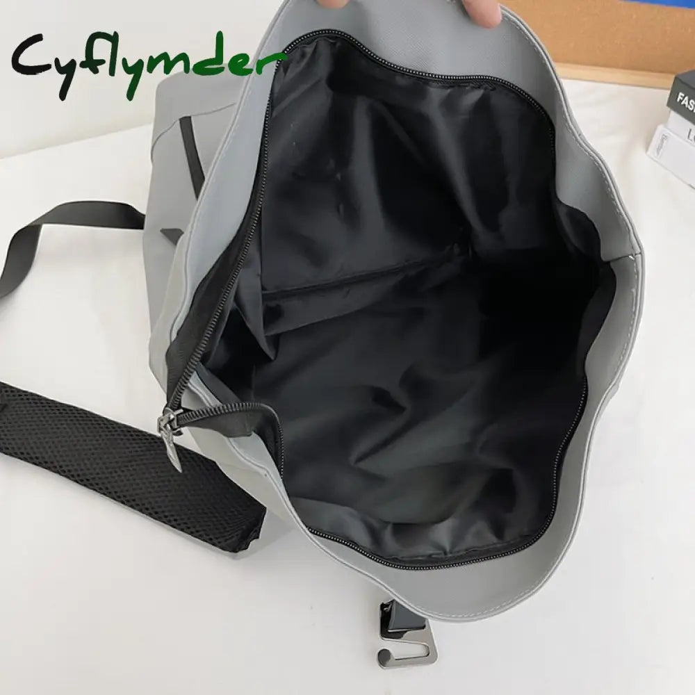 Cyflymder Lady’s Leisure Large Bag Men Laptop Backpack Woman Leather Roll Top Male Travel Bag