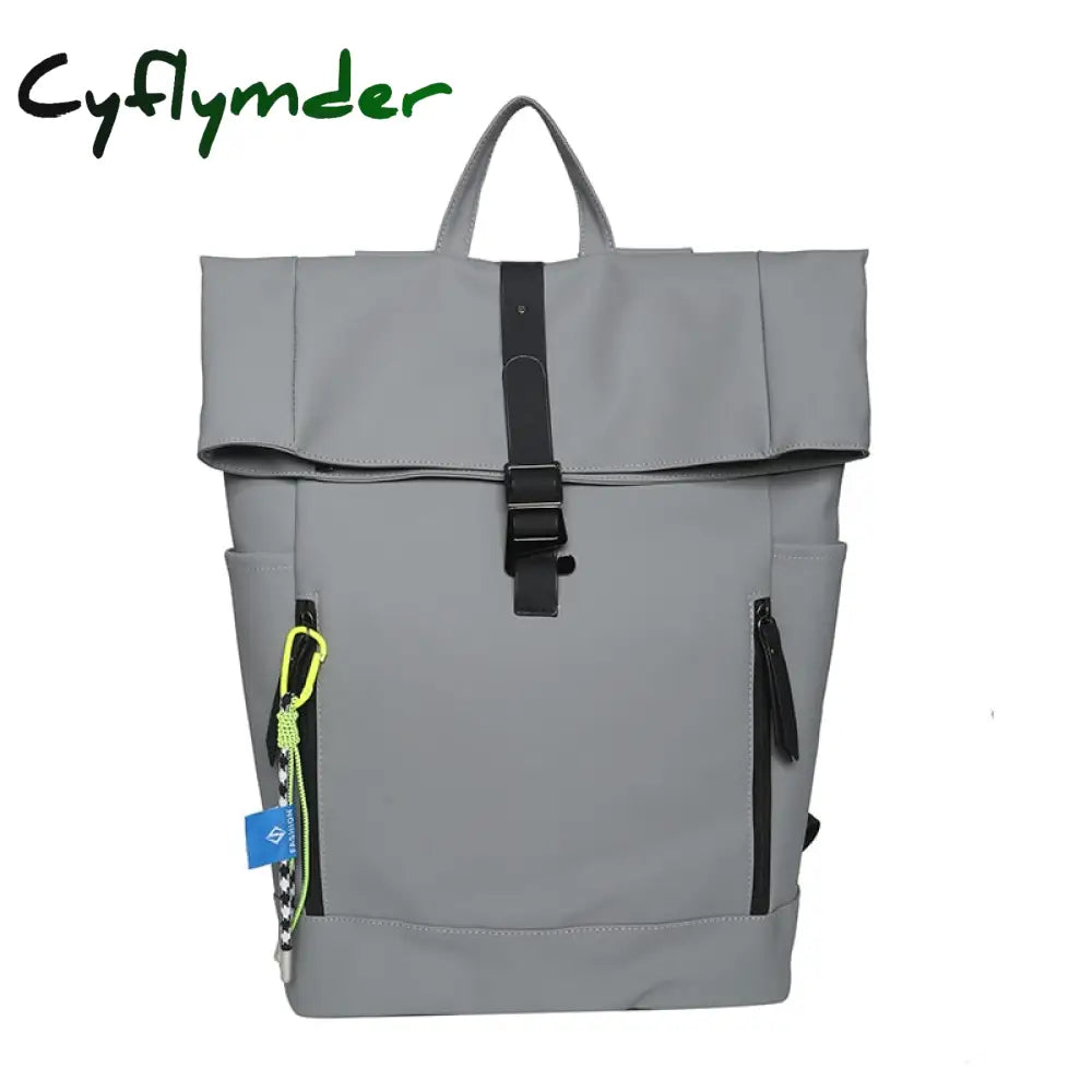 Cyflymder Lady’s Leisure Large Bag Men Laptop Backpack Woman Leather Roll Top Male Travel Bag