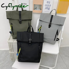 Cyflymder Lady’s Leisure Large Bag Men Laptop Backpack Woman Leather Roll Top Male Travel Bag