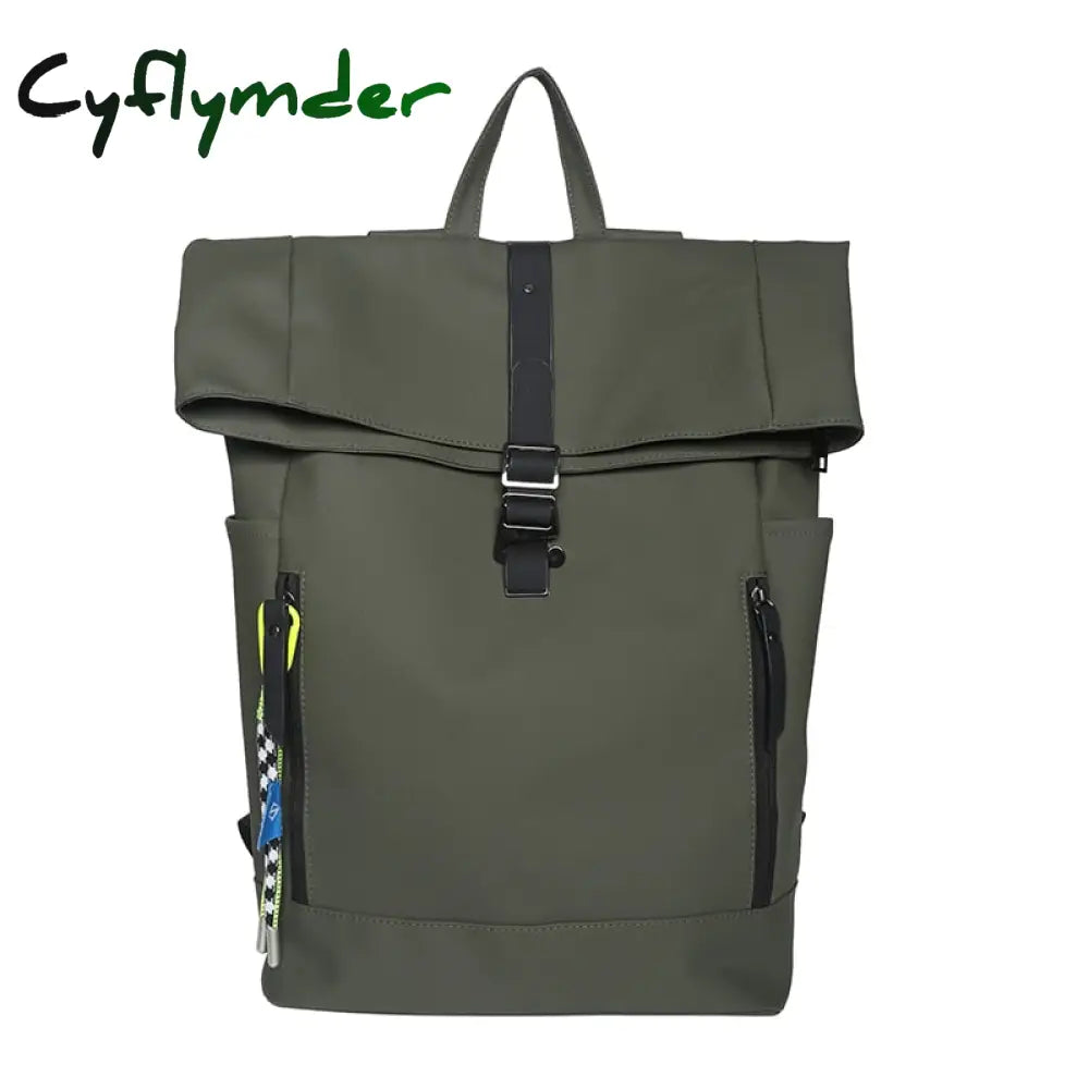 Cyflymder Lady’s Leisure Large Bag Men Laptop Backpack Woman Leather Roll Top Male Travel Bag