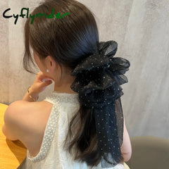 Cyflymder Large Bow Hair Claw Clip New Hairpin For Women Korean Sweet Ponytail Crabs Girls Ribbon