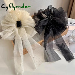 Cyflymder Large Bow Hair Claw Clip New Hairpin For Women Korean Sweet Ponytail Crabs Girls Ribbon