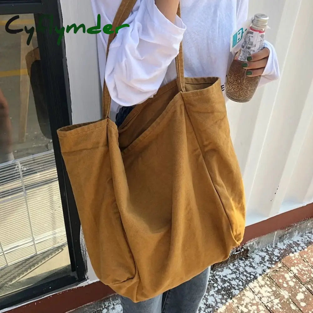 Cyflymder Large Canvas Tote Bag Women Big Capacity Shopping Handbag Simple Lady Shoulder Solid