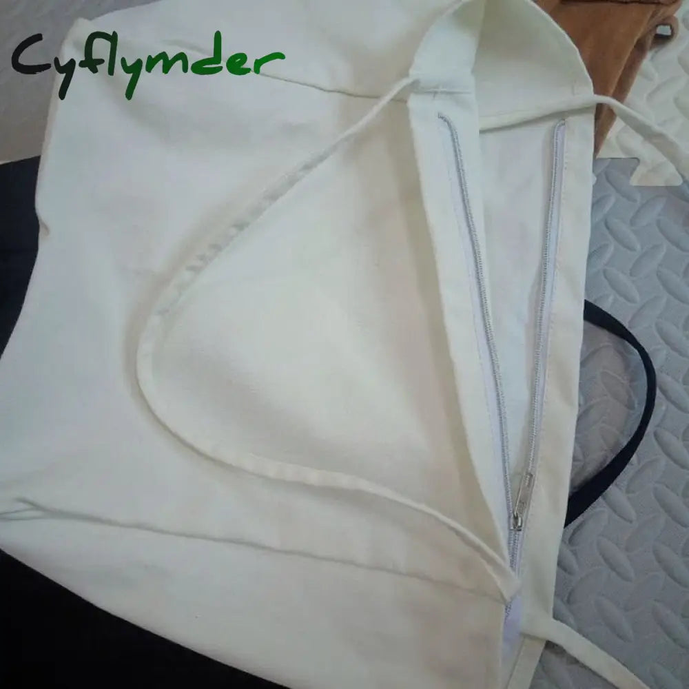 Cyflymder Large Canvas Tote Bag Women Big Capacity Shopping Handbag Simple Lady Shoulder Solid