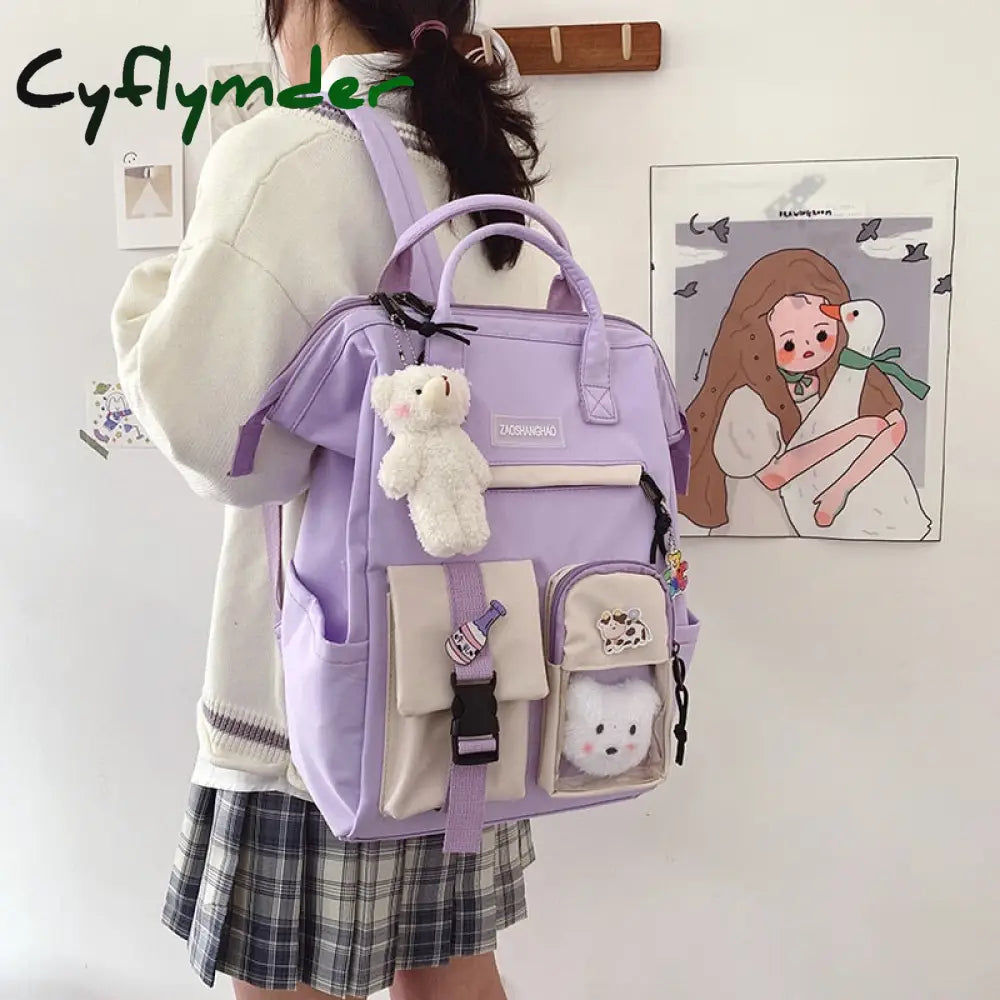 Cyflymder Large Capacity Backpacks For Women Japanese Schoolbag Kawaii Student Multi-Color Bag Ins