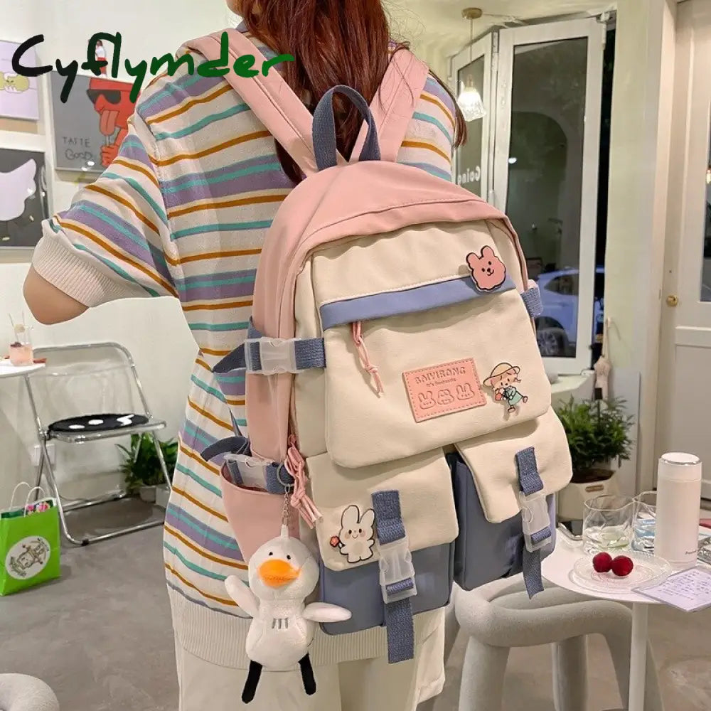 Cyflymder Large Capacity Backpacks For Women Japanese Schoolbag Kawaii Student Multi-Color Bag Ins