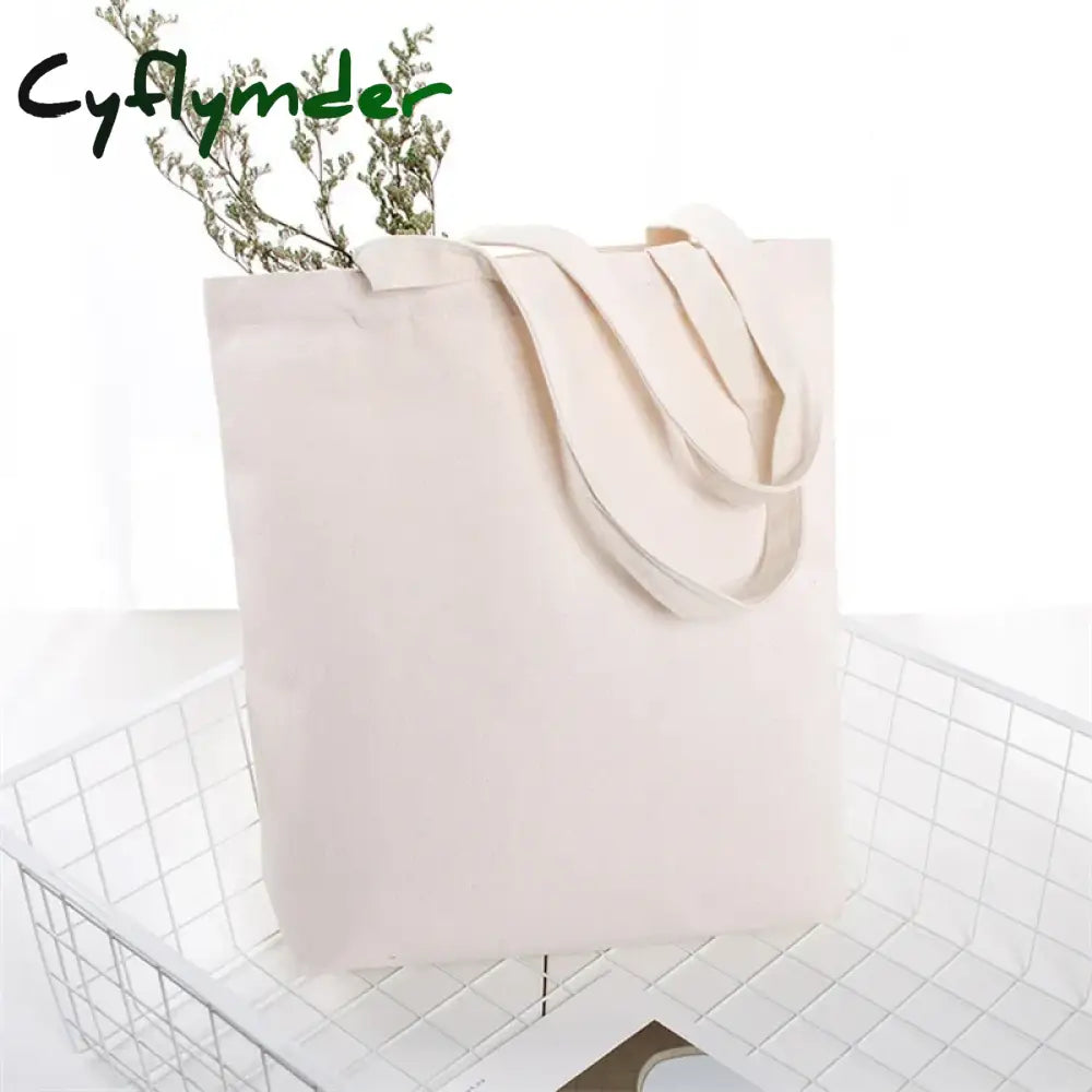 Cyflymder Large Capacity Canvas Shopping Bags Diy Folding Eco-Friendly Cotton Tote Shoulder Bag