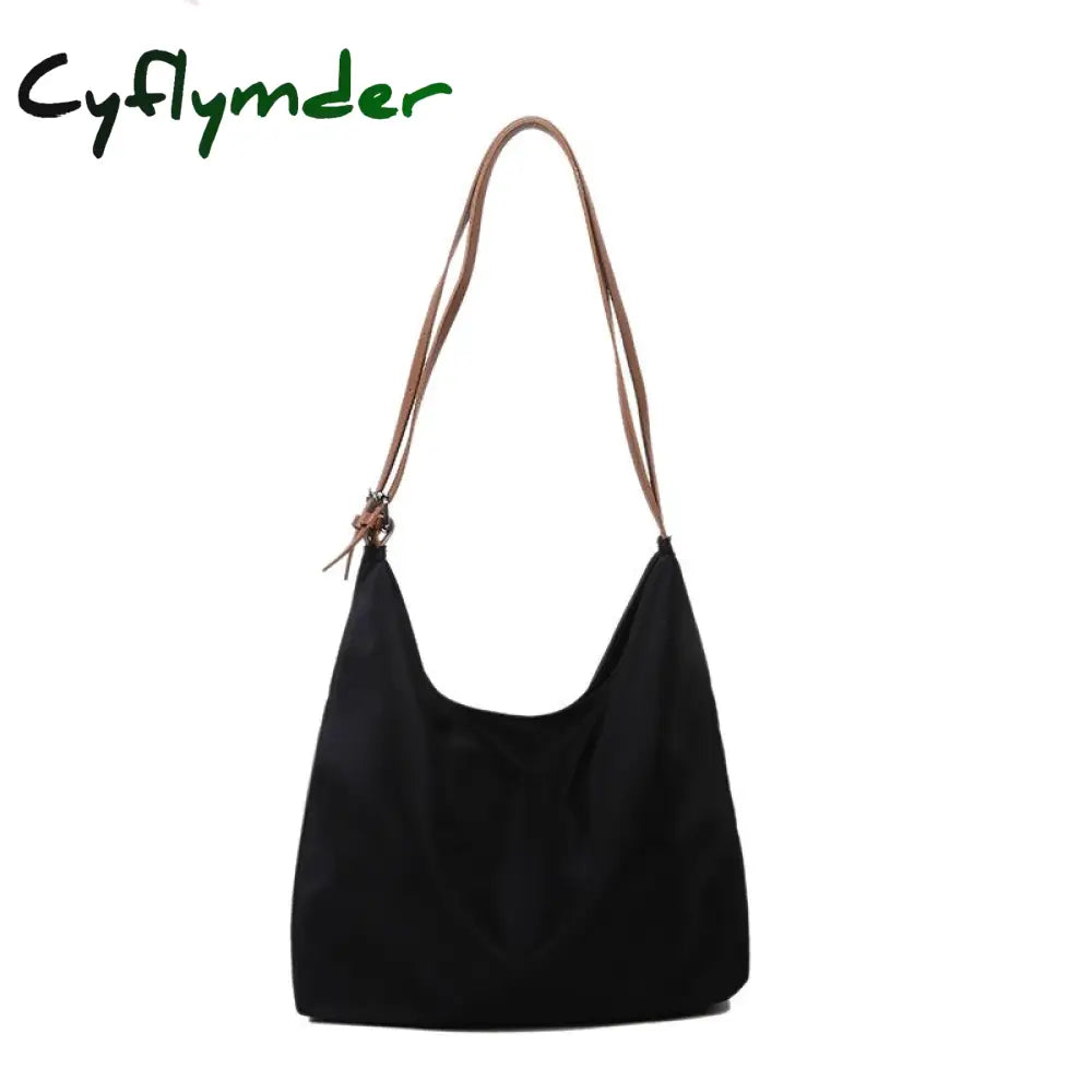 Cyflymder Large Capacity Canvas Shoulder Bag For Women New Shopping Bags Solid Color Vintage Tote
