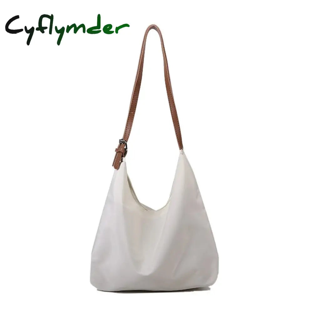 Cyflymder Large Capacity Canvas Shoulder Bag For Women New Shopping Bags Solid Color Vintage Tote