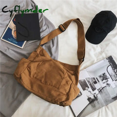 Cyflymder Large Capacity Canvas Shoulder Bags Solid Soft Denim Leisure Or Travel Bag For Women