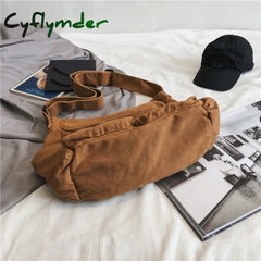 Cyflymder Large Capacity Canvas Shoulder Bags Solid Soft Denim Leisure Or Travel Bag For Women