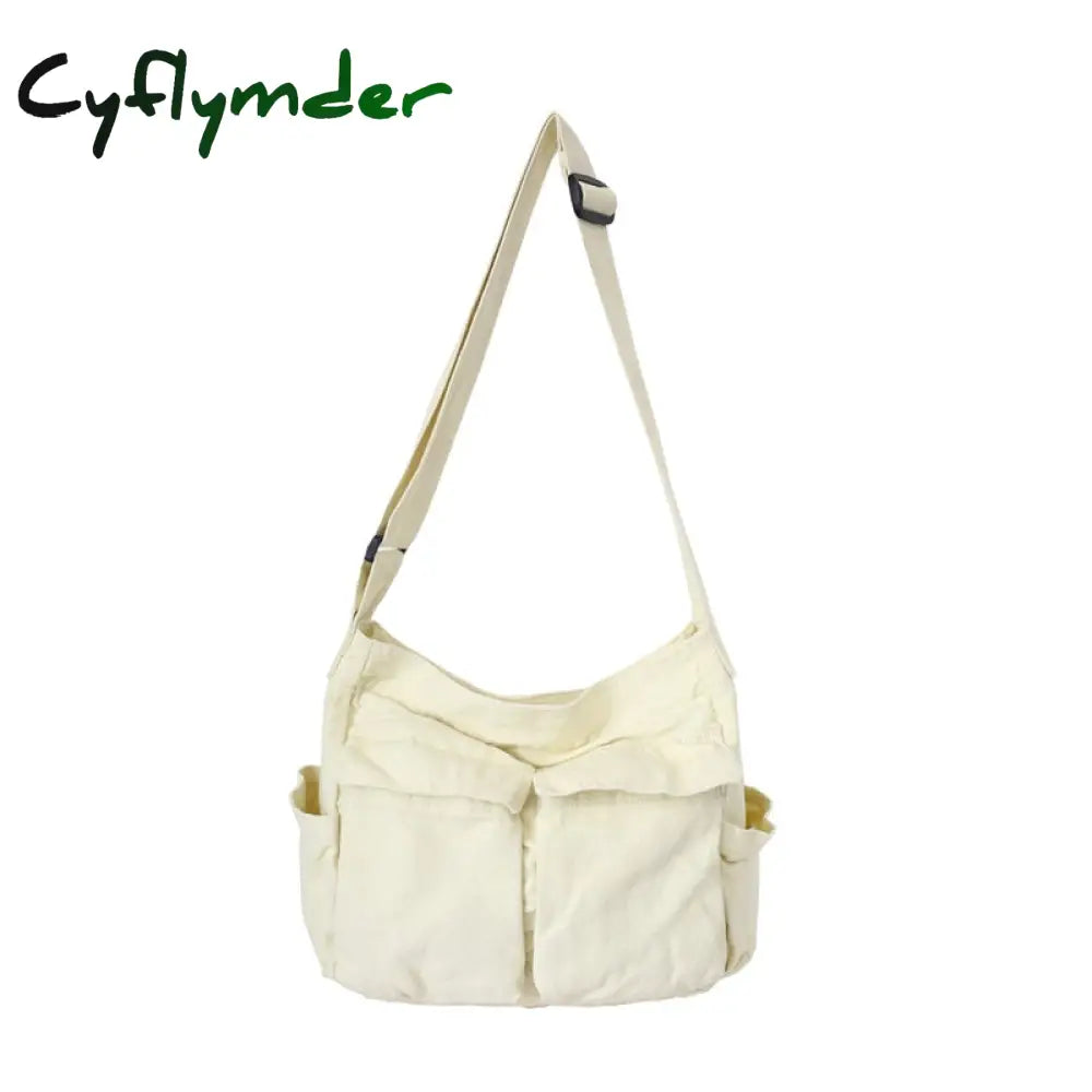 Cyflymder Large Capacity Canvas Shoulder Bags Solid Soft Denim Leisure Or Travel Bag For Women