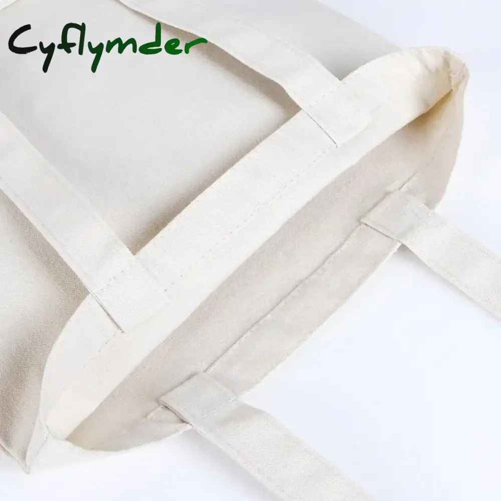 Cyflymder Large Capacity Canvas Shoulder Handbag Folding Eco-Friendly Cotton Tote Bags Reusable Diy