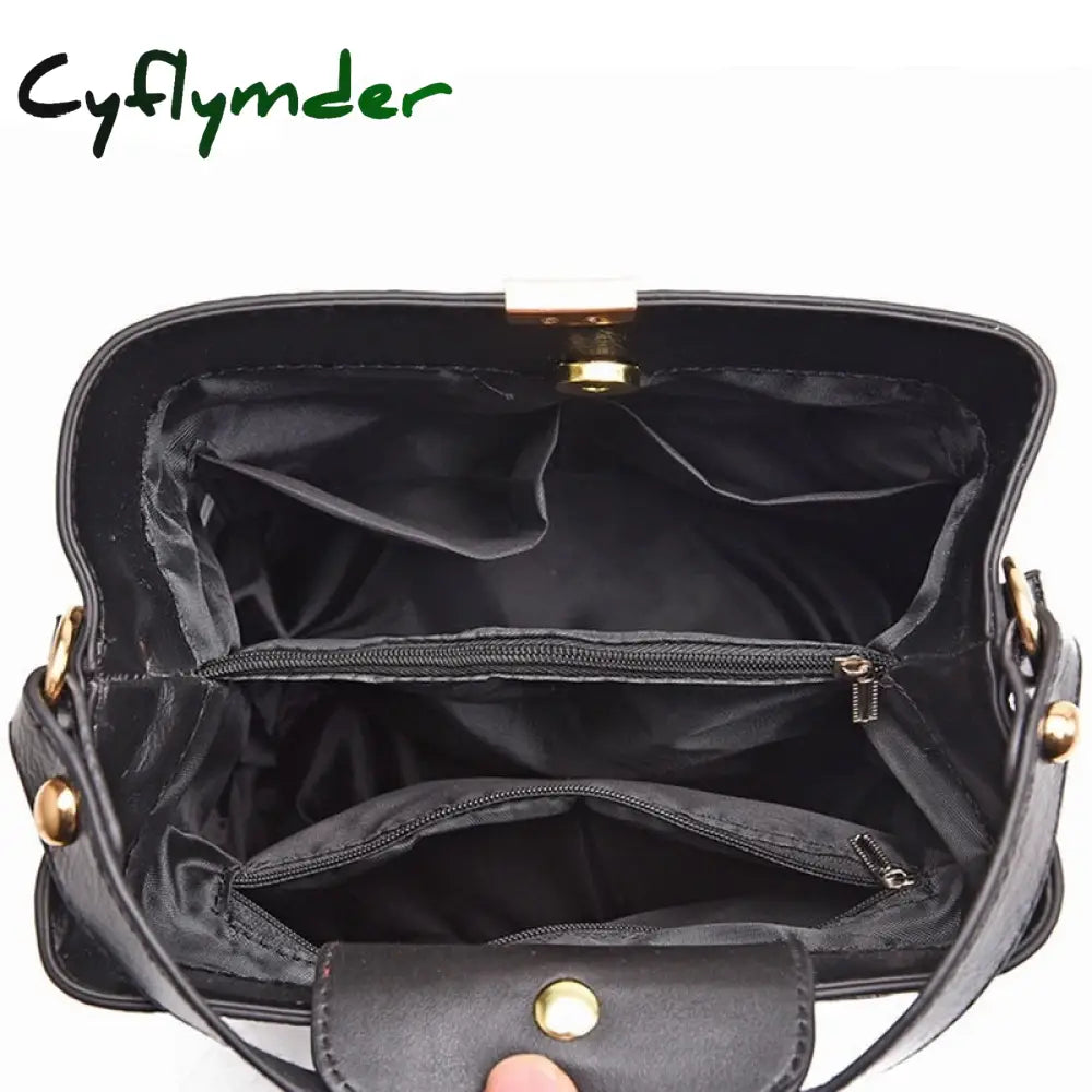 Cyflymder Large Capacity Casual Shoulder Messenger Bags Ladies Pu Purse Retro Alligator Bucket