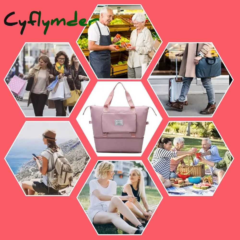 Cyflymder Large Capacity Foldable Travel Bag For Women Multifunctional Waterproof Outdoor Beach