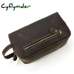 Cyflymder Large Capacity Hand Bag Day Clutch Genuine Leather Storage Bags With Belt Handle Zip Big