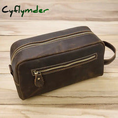 Cyflymder Large Capacity Hand Bag Day Clutch Genuine Leather Storage Bags With Belt Handle Zip Big