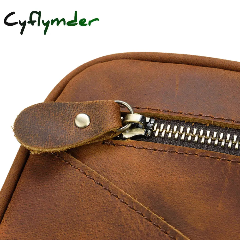 Cyflymder Large Capacity Hand Bag Day Clutch Genuine Leather Storage Bags With Belt Handle Zip Big