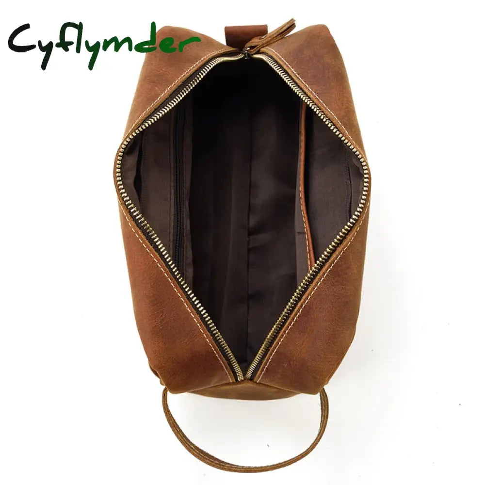 Cyflymder Large Capacity Hand Bag Day Clutch Genuine Leather Storage Bags With Belt Handle Zip Big