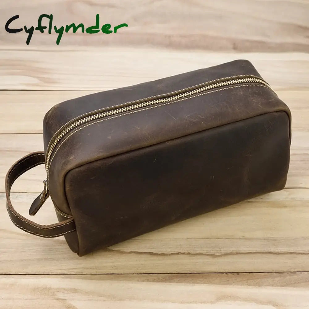 Cyflymder Large Capacity Hand Bag Day Clutch Genuine Leather Storage Bags With Belt Handle Zip Big