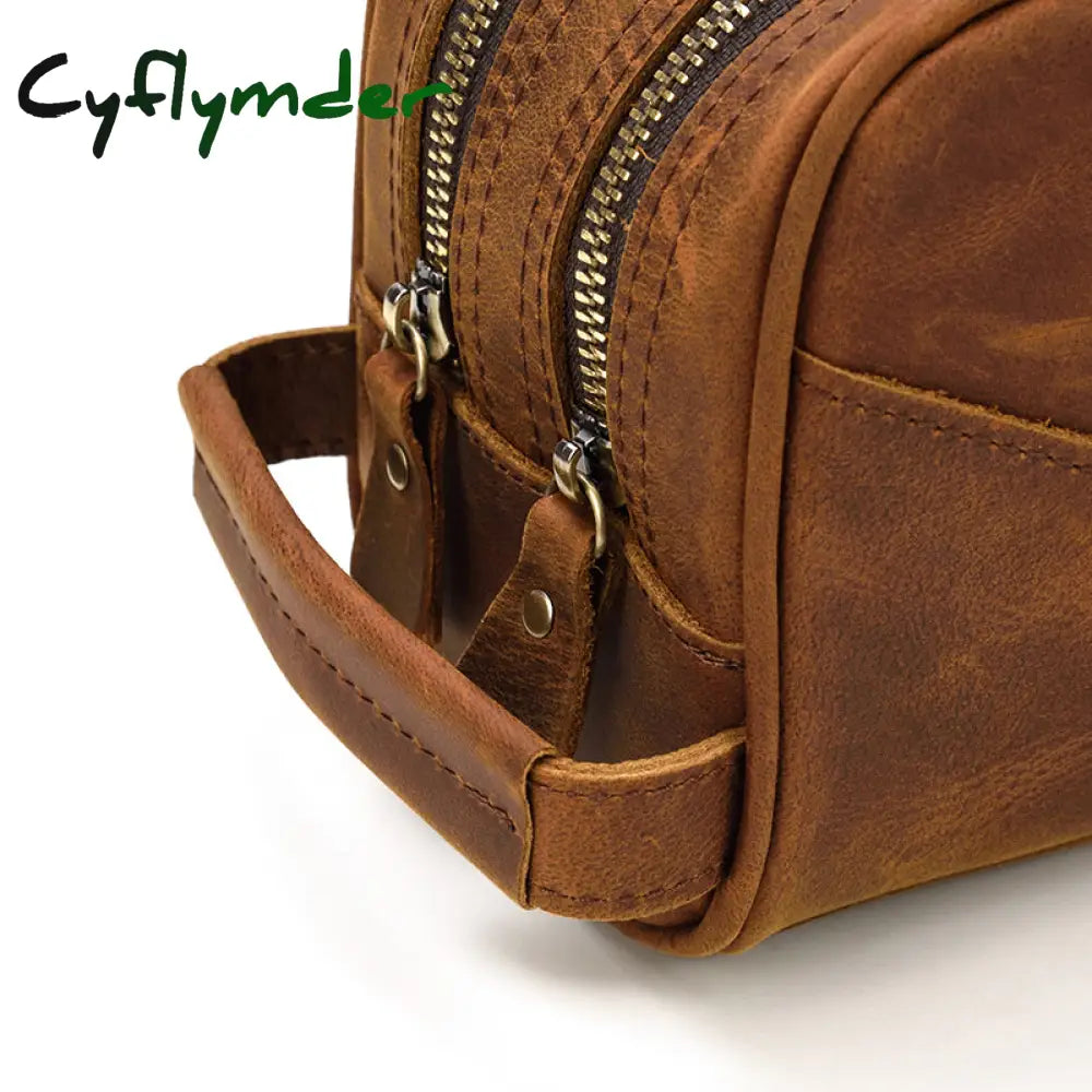 Cyflymder Large Capacity Hand Bag Day Clutch Genuine Leather Storage Bags With Belt Handle Zip Big