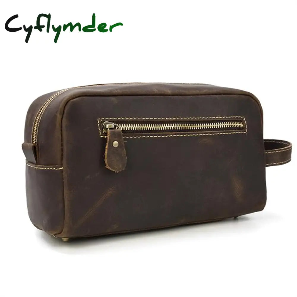 Cyflymder Large Capacity Hand Bag Day Clutch Genuine Leather Storage Bags With Belt Handle Zip Big