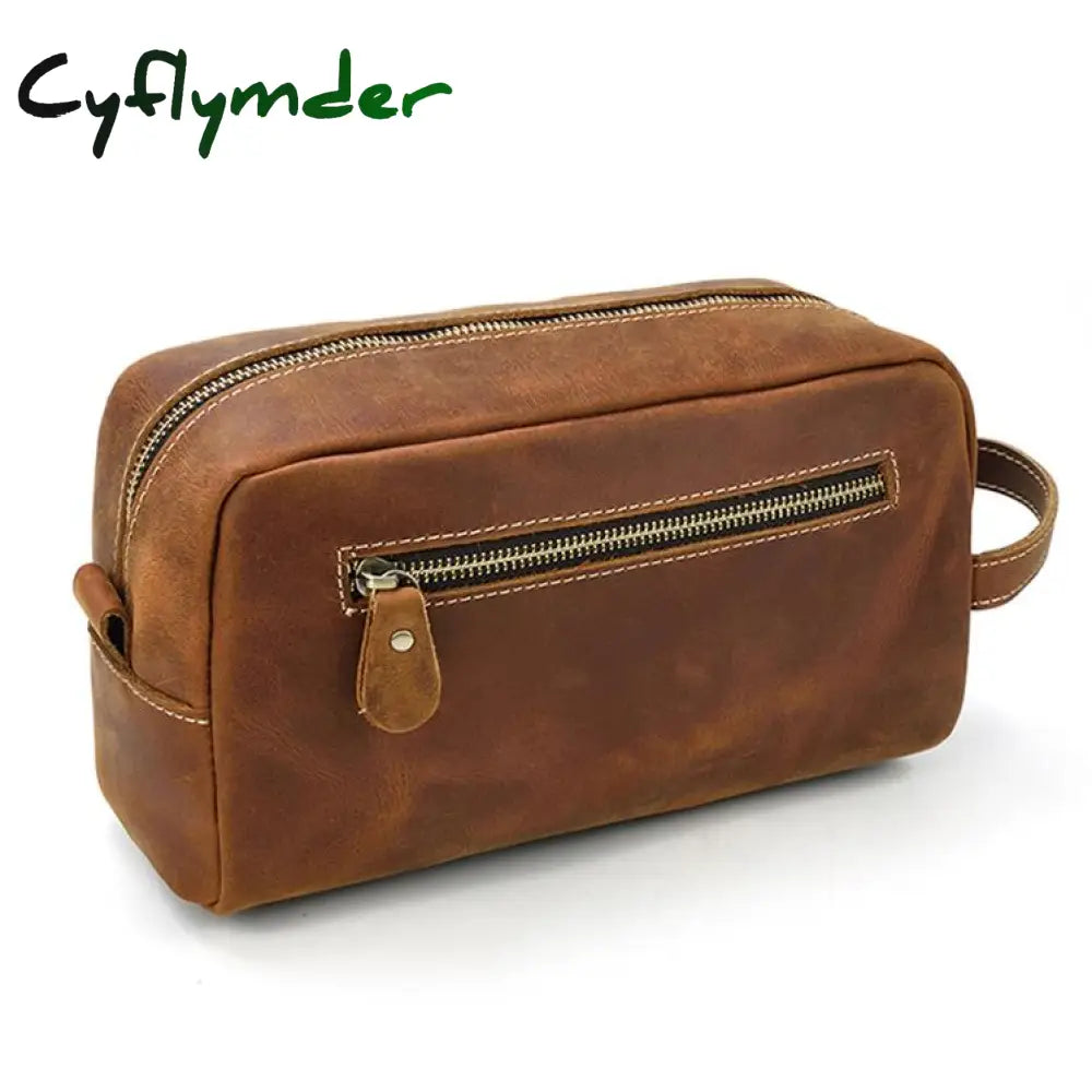 Cyflymder Large Capacity Hand Bag Day Clutch Genuine Leather Storage Bags With Belt Handle Zip Big