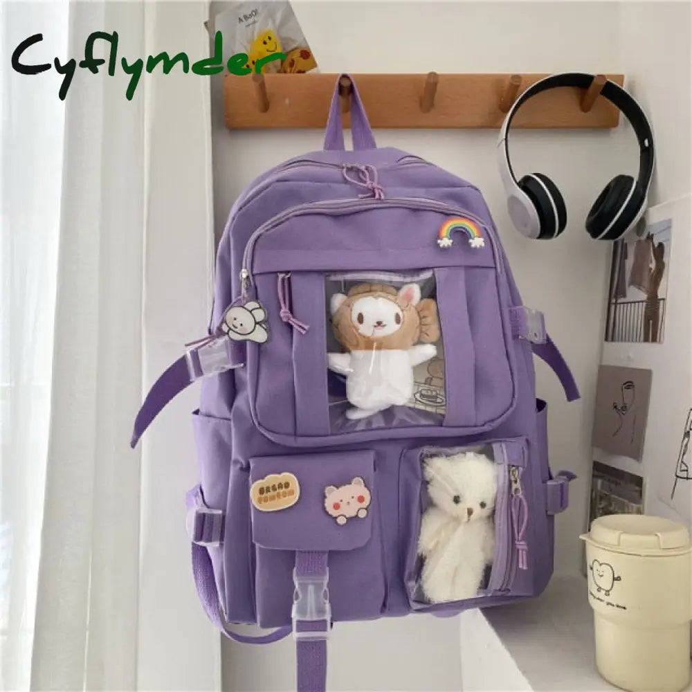 Cyflymder Large-Capacity High School Student Backpack Ins Japanese Junior Bag Female Mori Girl Pink