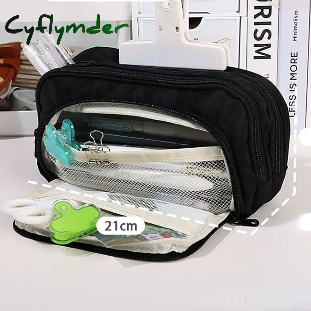 Cyflymder Large Capacity Pencil Bag Aesthetic School Cases Girl Korean Stationery Holder Children